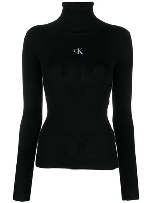 Calvin Klein Jeans logo-embroidered high-neck jumper - Black
