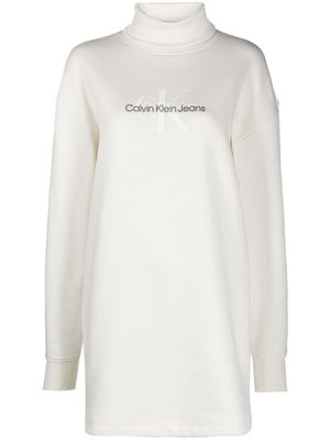 Calvin Klein Jeans logo-embroidered jersey dress - Neutrals