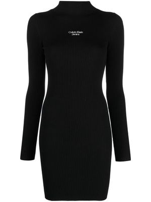Calvin Klein Jeans logo-embroidered knit dress - Black