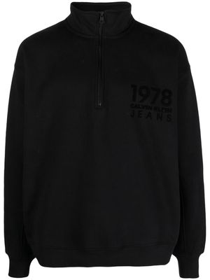 Calvin Klein Jeans logo-flocked half-zip sweatshirt - Black