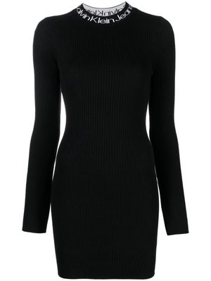 Calvin Klein Jeans logo-intarsia ribbed-knit dress - Black