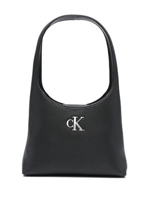 Calvin Klein Jeans logo-lettering grained shoulder bag - Black