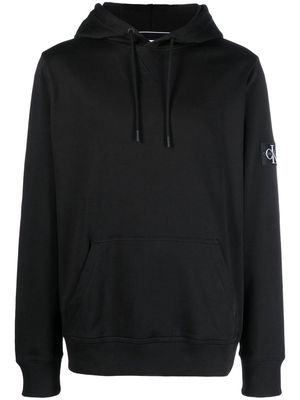 Calvin Klein Jeans logo-patch cotton hoodie - Black