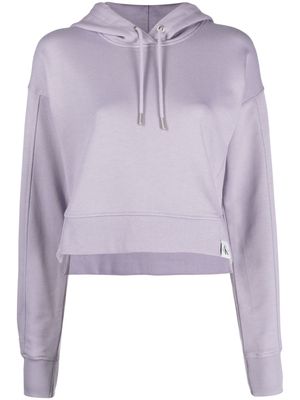 Calvin Klein Jeans logo-patch cropped hoodie - Purple
