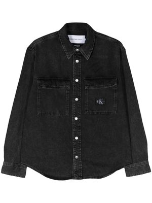 Calvin Klein Jeans logo-patch denim shirt - Black