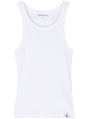 Calvin Klein Jeans logo-patch fine-ribbed tank top - White