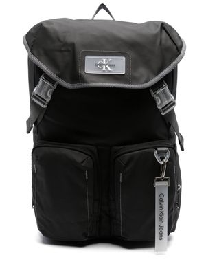 Calvin Klein Jeans logo-patch flap backpack - Black