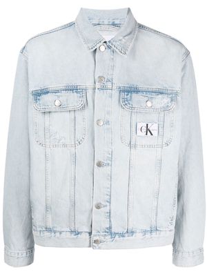 Calvin Klein Jeans logo-patch long-sleeve denim jacket - Blue