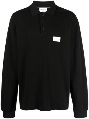 Calvin Klein Jeans logo-patch long-sleeve polo top - Black