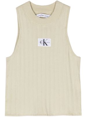 Calvin Klein Jeans logo-patch ribbed-knit top - Green