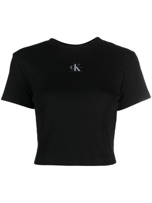Calvin Klein Jeans logo-patch ribbed T-shirt - Black