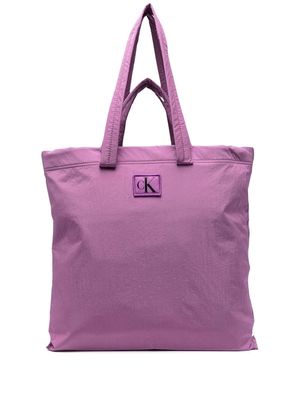Calvin Klein Jeans logo-patch tote bag - Purple