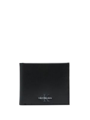 Calvin Klein Jeans logo-plaque bi-fold leather wallet - Black