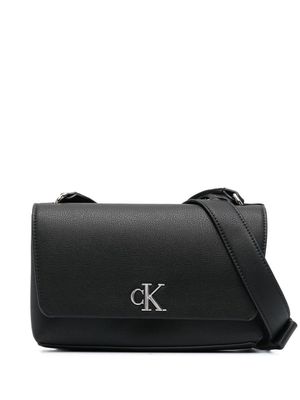 Calvin Klein Jeans logo-plaque grained crossbody bag - Black