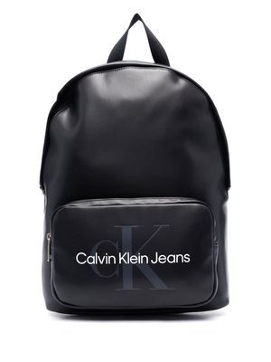 Calvin Klein Jeans logo-print calf leather backpack - Black