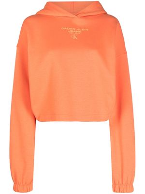 Calvin Klein Jeans logo-print cotton blend hoodie - Orange