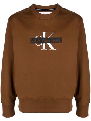 Calvin Klein Jeans logo-print crew-neck sweatshirt - Brown