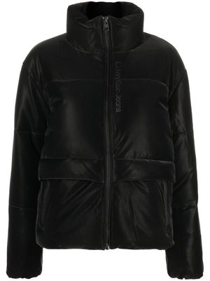 Calvin Klein Jeans logo-print funnel-neck jacket - Black