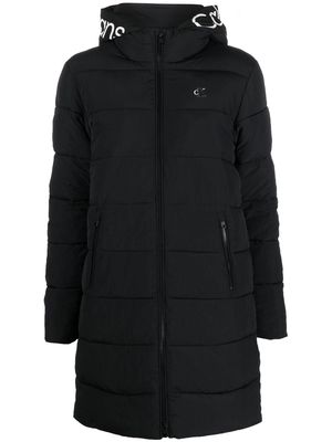 Calvin Klein Jeans logo-print hooded padded coat - Black
