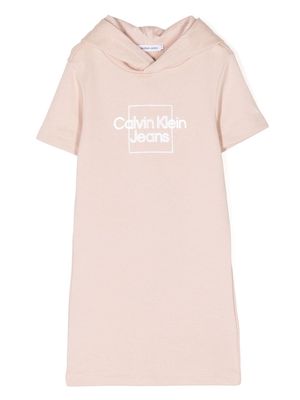 Calvin Klein Jeans logo-print hoodie dress - Pink