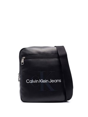Calvin Klein Jeans logo-print leather crossbody bag - Black
