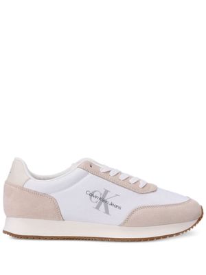 Calvin Klein Jeans logo-print panelled suede trainers - White