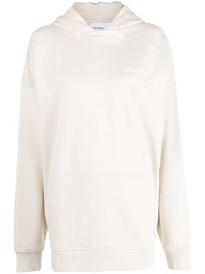 Calvin Klein Jeans logo-print relaxed hoodie - Neutrals