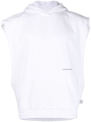 Calvin Klein Jeans logo-print sleeveless hoodie - White