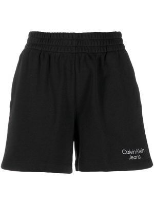 Calvin Klein Jeans logo print track shorts - Black