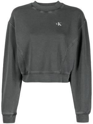 Calvin Klein Jeans logo-print washed sweatshirt - Grey