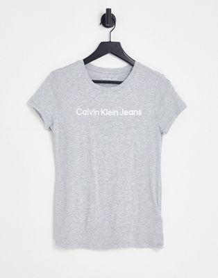 Calvin Klein Jeans logo short sleeve t-shirt in light gray