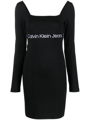 Calvin Klein Jeans logo-tape jersey minidress - Black
