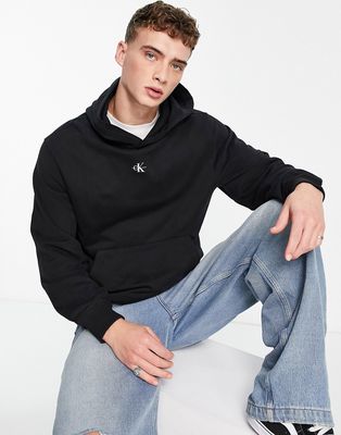 Calvin Klein Jeans micro monologo relaxed fit hoodie in black