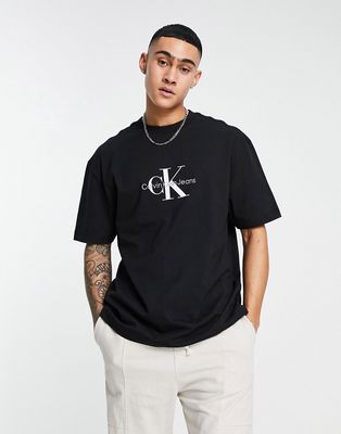 Calvin Klein Jeans monogram chest logo oversized t-shirt in black