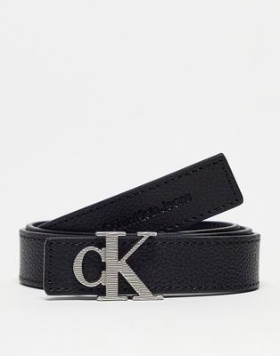 Calvin Klein Jeans monogram leather belt in black