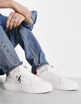Calvin Klein Jeans monogram logo cupsole sneakers in white