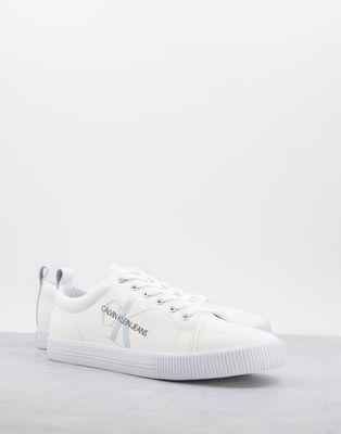 Calvin Klein Jeans monogram logo sneakers in white