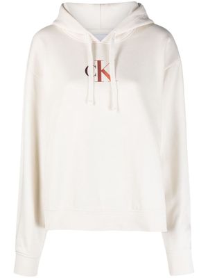 Calvin Klein Jeans monogram-print drawstring hoodie - Neutrals