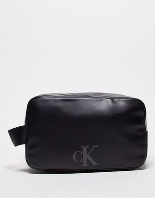 Calvin Klein Jeans monogram soft washbag in black