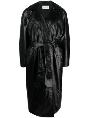 Calvin Klein Jeans polished-effect tied trench coat - Black