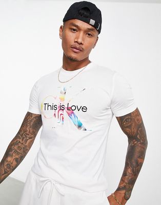 Calvin Klein Jeans pride capsule chest monogram slim fit T-shirt in white - part of a set
