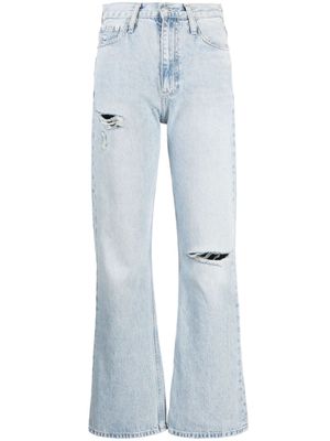 Calvin Klein Jeans ripped-detail bootcut jeans - Blue