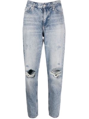 Calvin Klein Jeans ripped-detailing tapered jeans - Blue