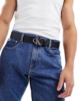 Calvin Klein Jeans round mono leather 35mm belt in black