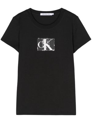 Calvin Klein Jeans sequin-detailed logo-print T-shirt - Black