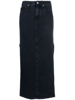 Calvin Klein Jeans side-slits full-lenth denim skirt - Blue