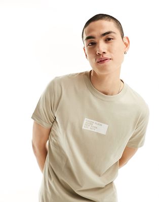 Calvin Klein Jeans small center box t-shirt in taupe-Neutral