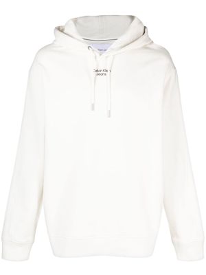 Calvin Klein Jeans stacked logo cotton hoodie - White