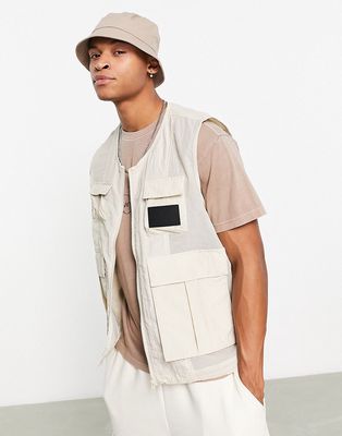 Calvin Klein Jeans utility vest in beige-Neutral