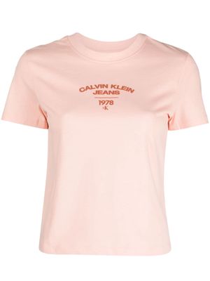 Calvin Klein Jeans Varsity logo-print cotton T-shirt - Pink